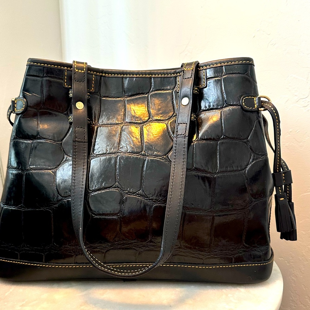Dooney & Bourke Black Croc Embossed Tote